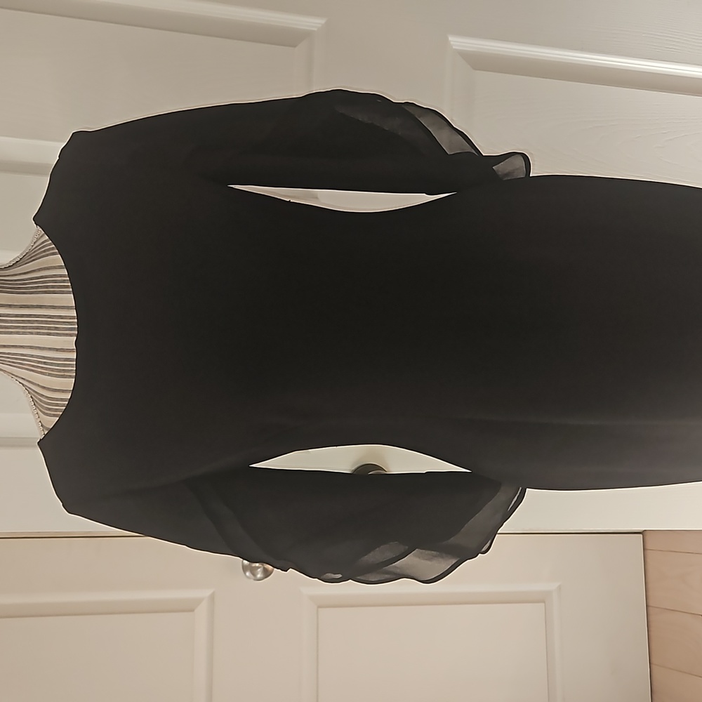 DKNY Women Chiffon Sheath Black Dress Size 2 - Picture 3 of 14